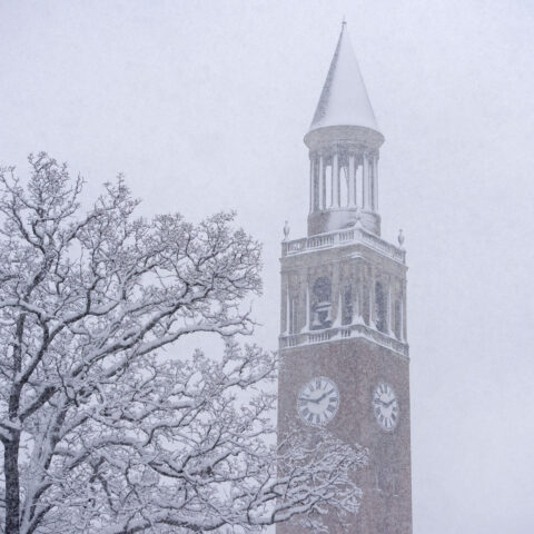 Scenes from the campus of the University of North Carolina at Chapel Hill on a snowy winter day. January 17, 2018.