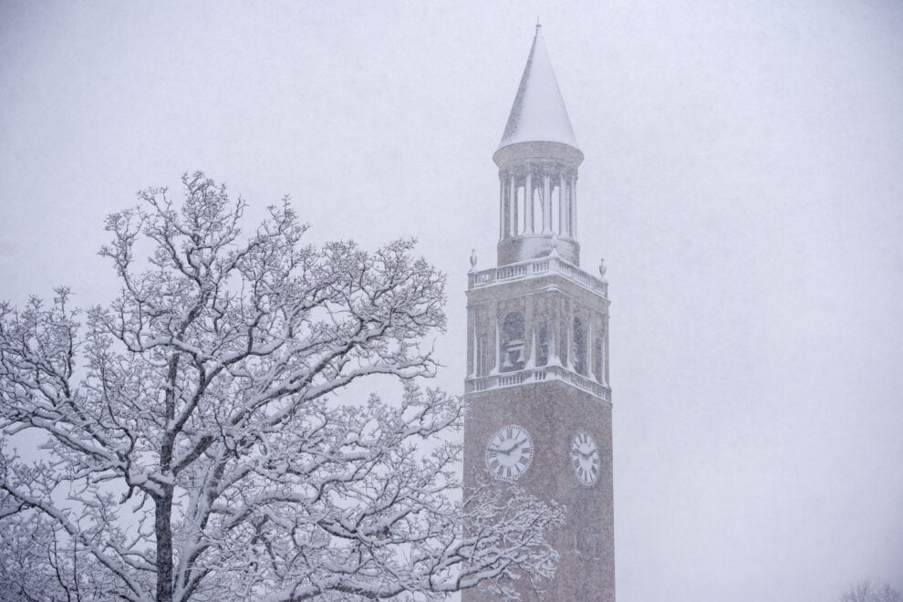 Scenes from the campus of the University of North Carolina at Chapel Hill on a snowy winter day. January 17, 2018.