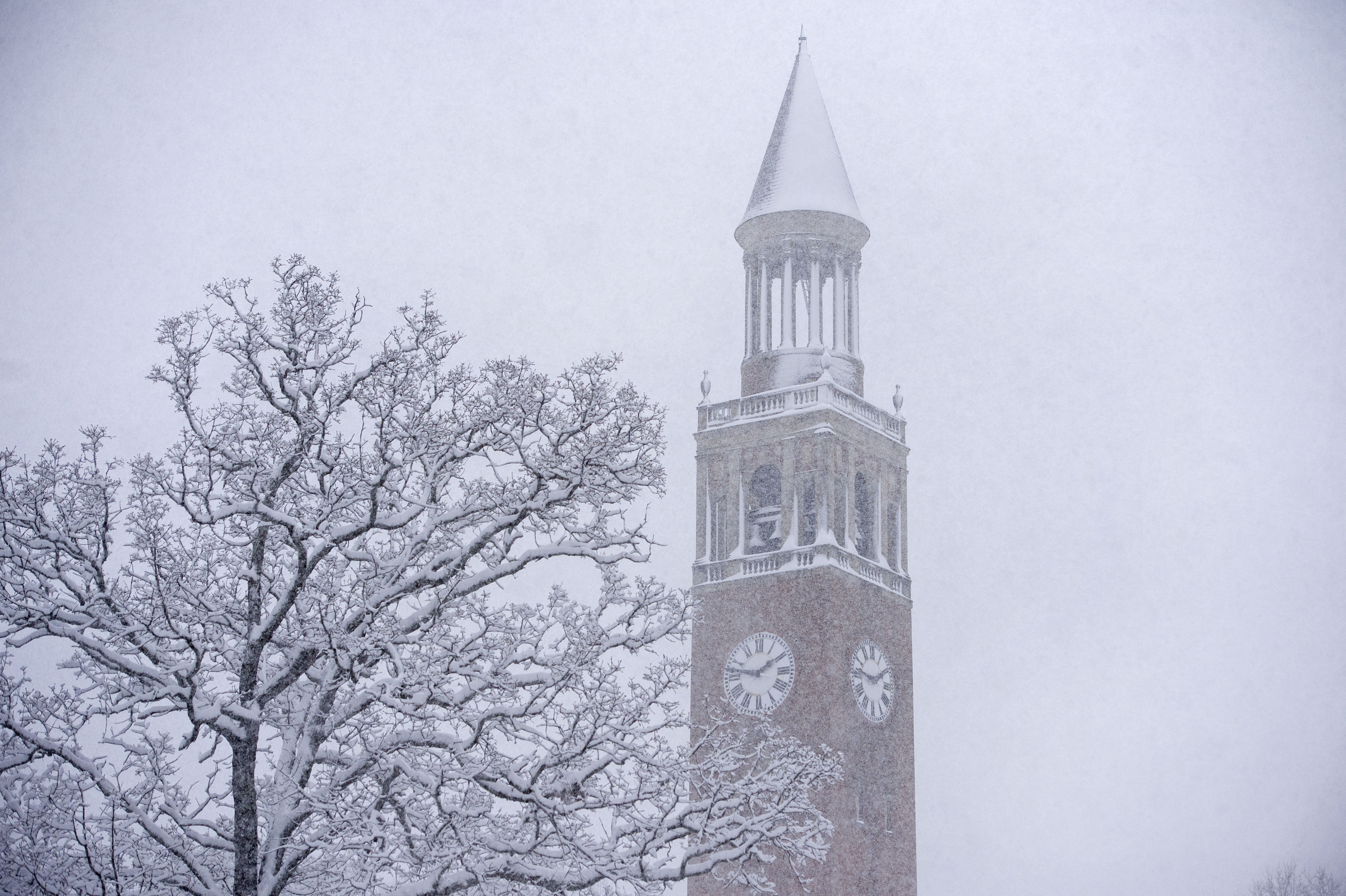 Scenes from the campus of the University of North Carolina at Chapel Hill on a snowy winter day. January 17, 2018.