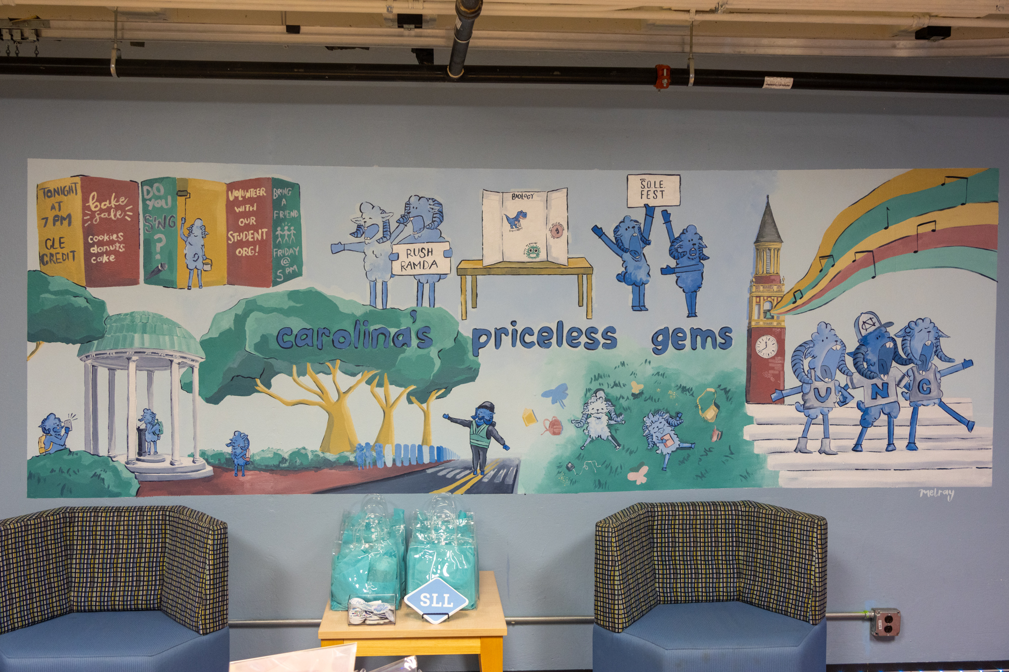 Mural in the S.O.L.E. Center painted by student Mel Dalili.